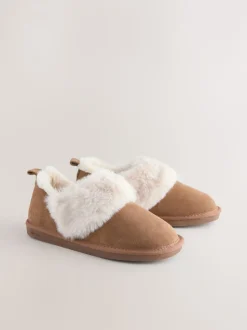 Chestnut Brown Suede Shoot Slippers