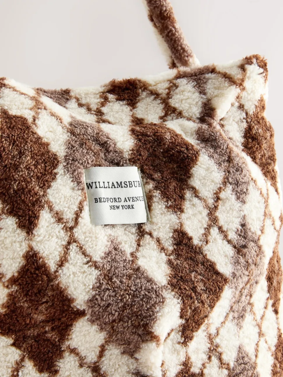 Chocolate Brown Borg Argyle Shoulder Bag