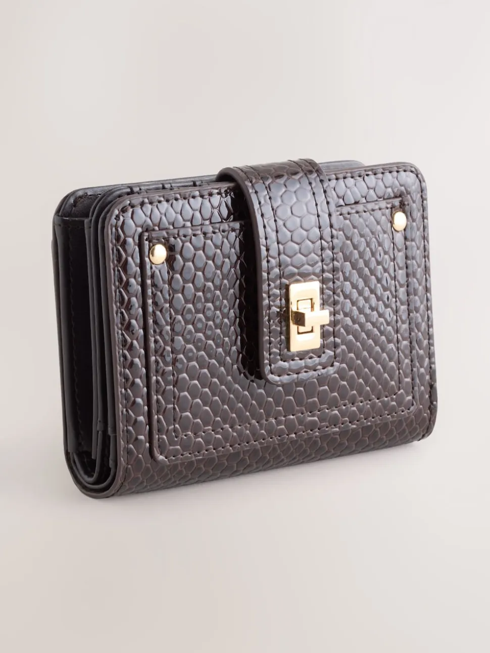 Chocolate Brown Buckle Midi Purse