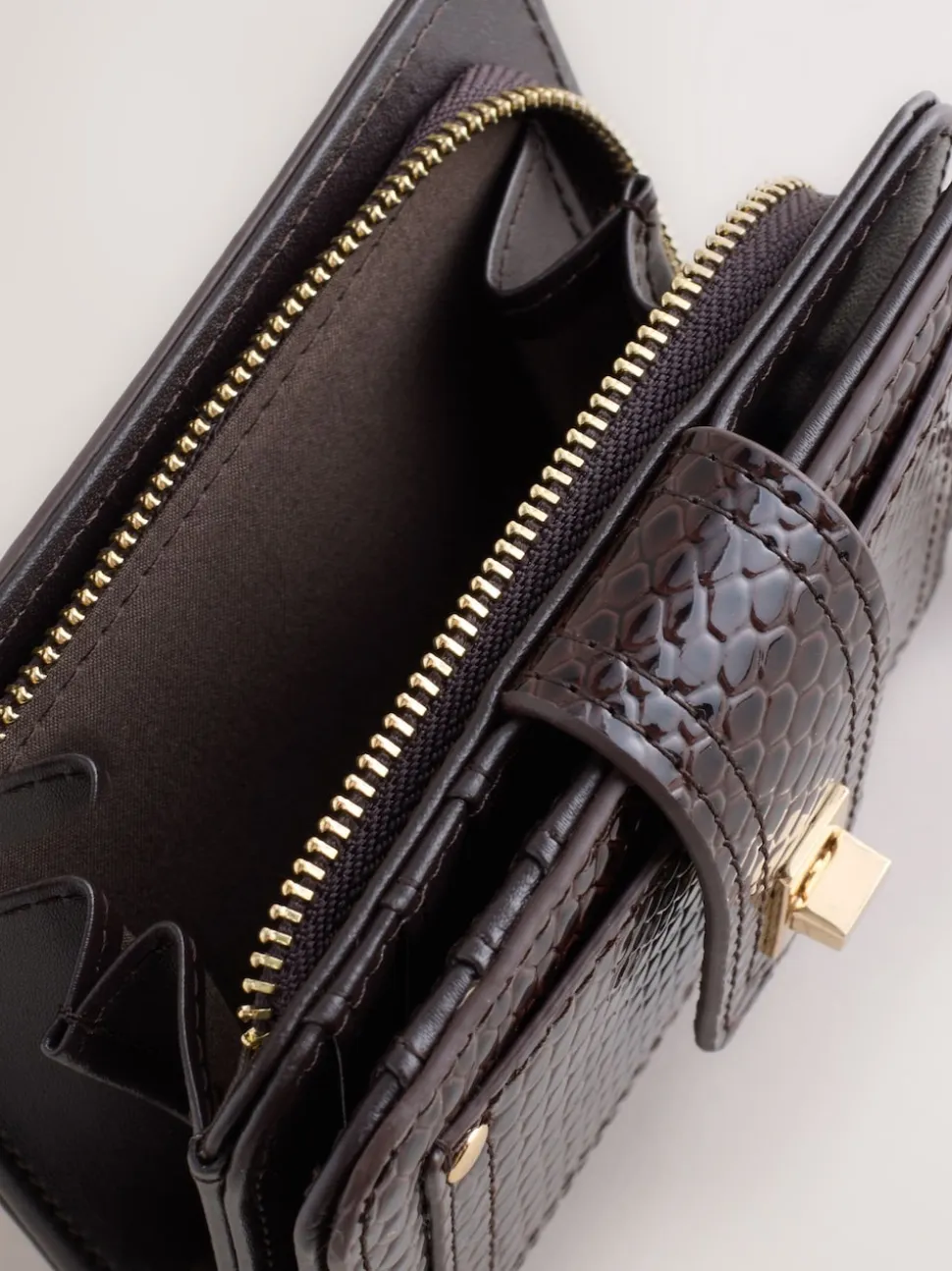 Chocolate Brown Buckle Midi Purse