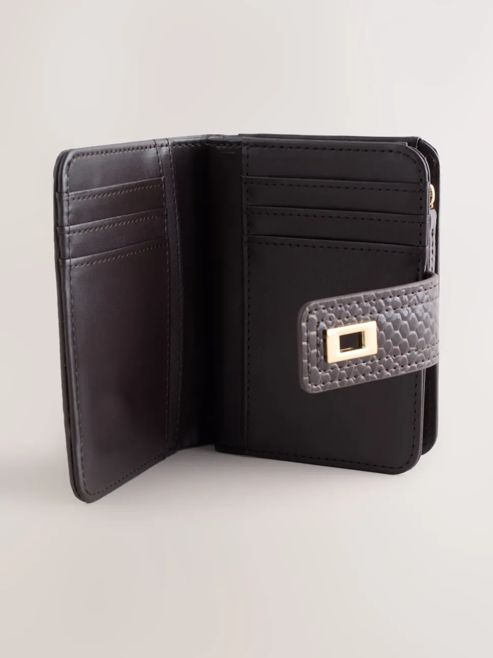 Chocolate Brown Buckle Midi Purse