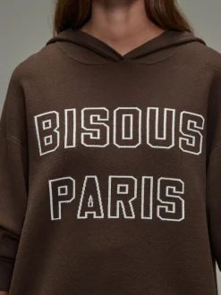 Chocolate Brown Compact Cosy Graphic Long Sleeve Hoodie