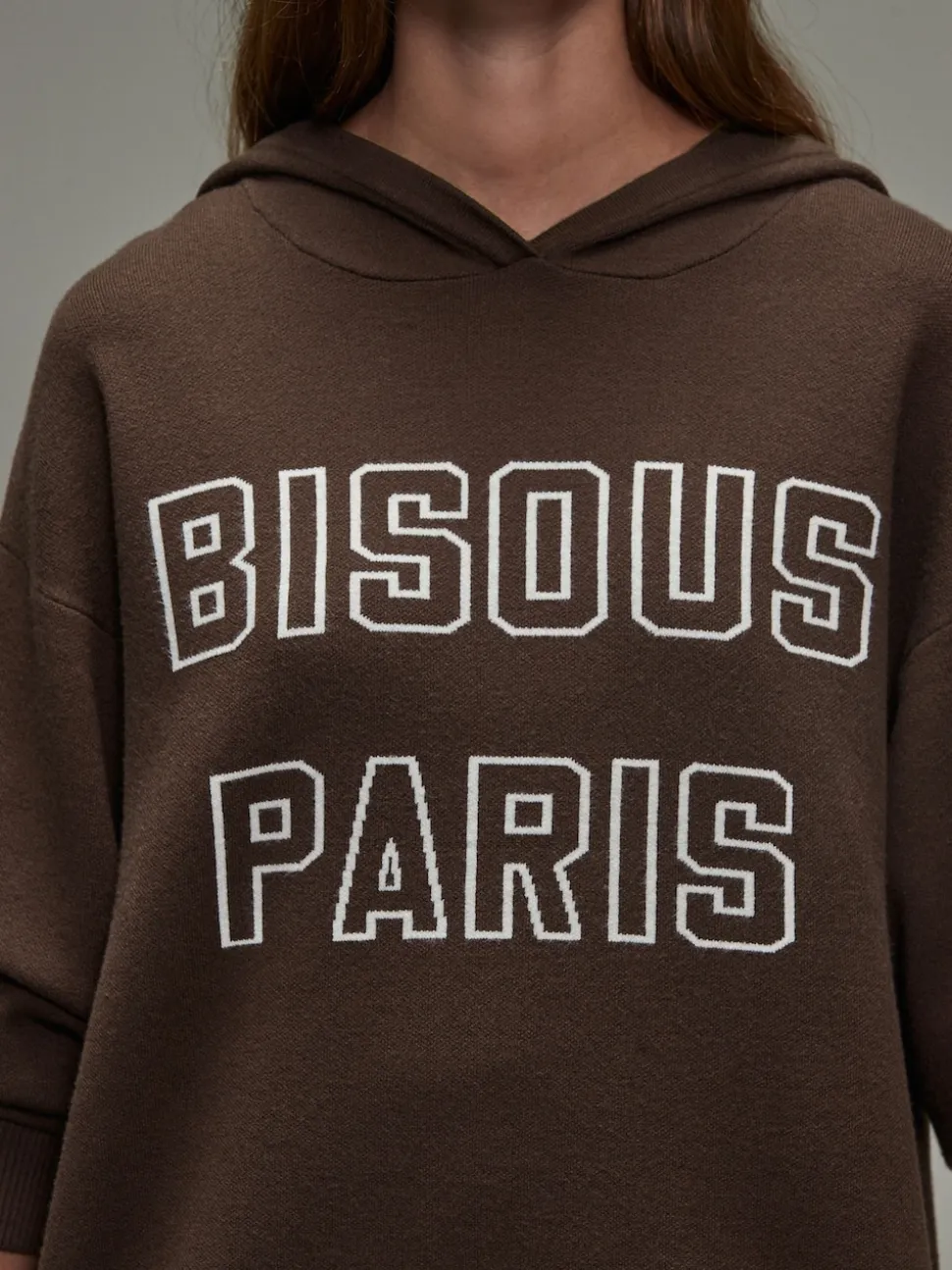 Chocolate Brown Compact Cosy Graphic Long Sleeve Hoodie