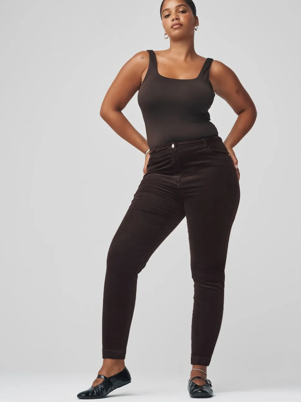 Chocolate Brown Cord Skinny Hourglass Trousers