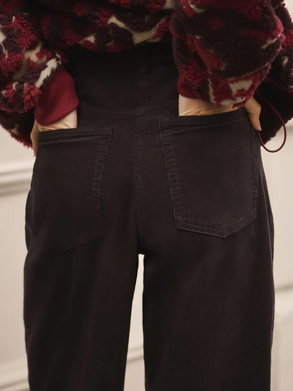 Chocolate Brown Cord Wide Leg Trousers
