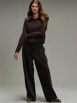 Chocolate Brown Cord Wide Leg Trousers