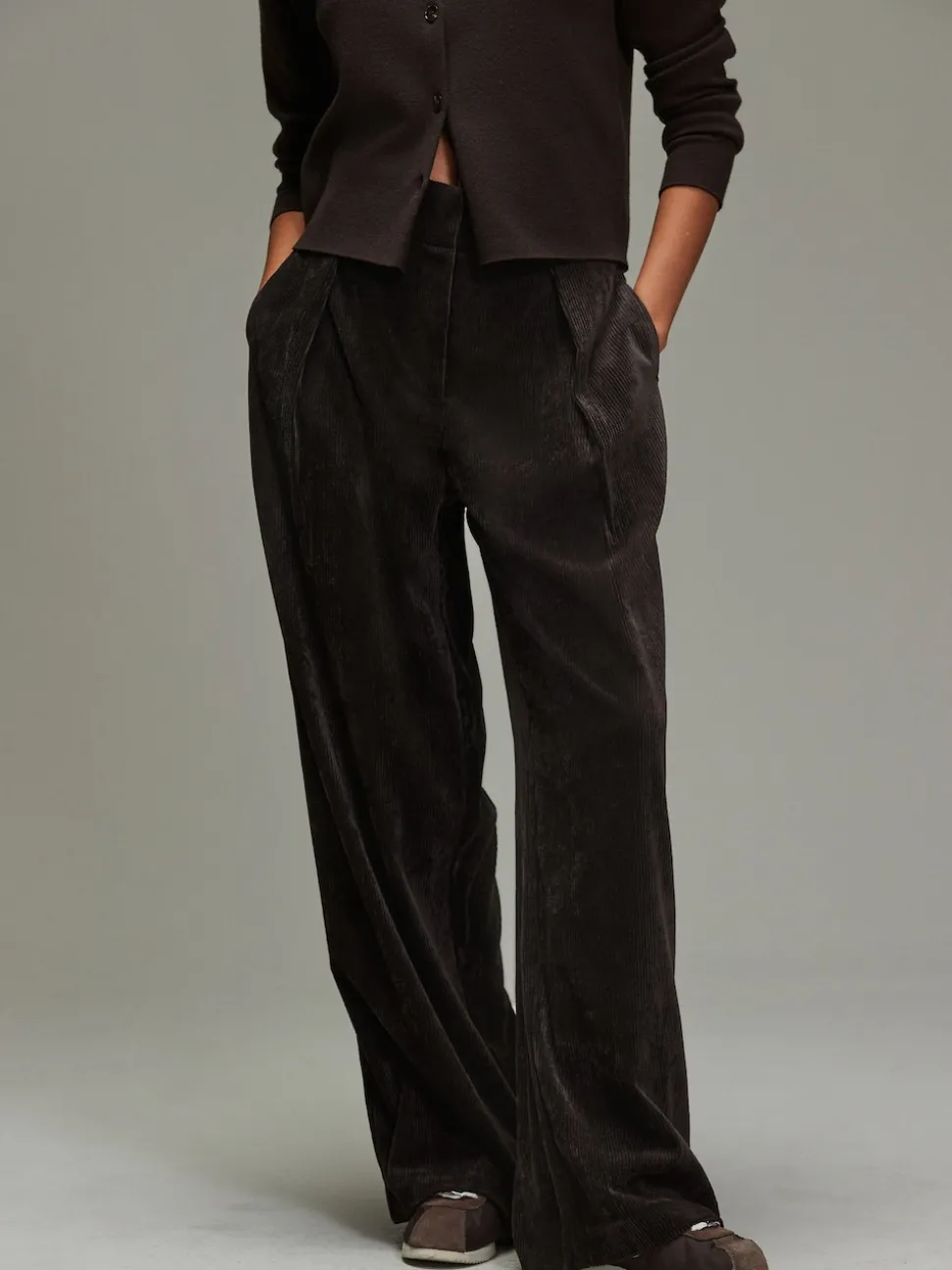 Chocolate Brown Cord Wide Leg Trousers