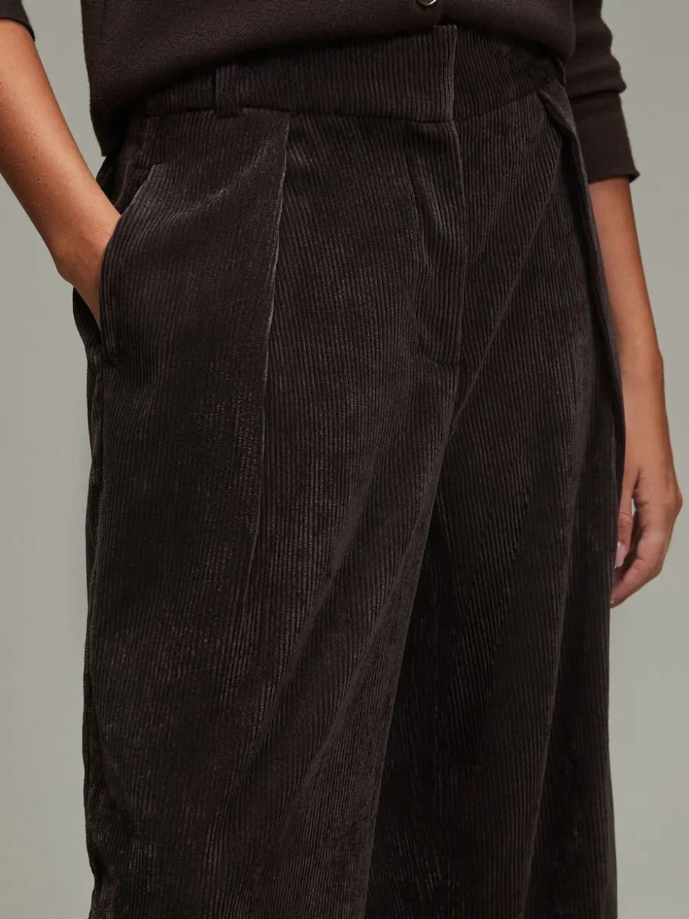 Chocolate Brown Cord Wide Leg Trousers