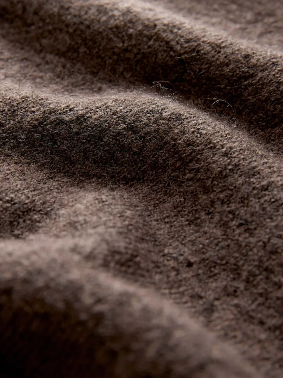 Chocolate Brown Crew Neck Knitted Cardigan With Wool