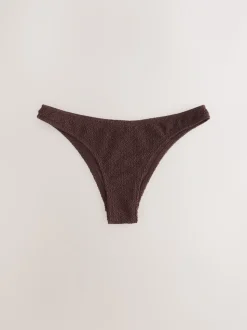 Chocolate Brown Crinkle Brazilian High Leg Bikini Bottoms
