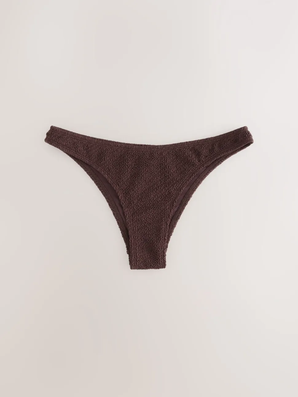 Chocolate Brown Crinkle Brazilian High Leg Bikini Bottoms