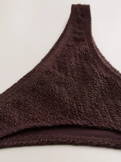 Chocolate Brown Crinkle Brazilian High Leg Bikini Bottoms