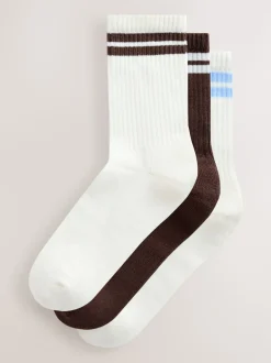 Chocolate Brown Cushion Sole Ribbed Sport Ankle Socks With Arch Support 3 Pack