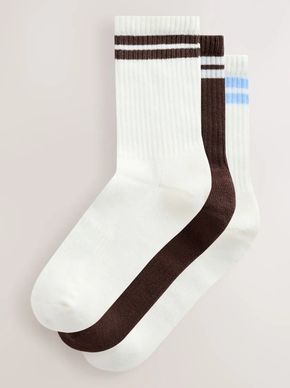 Chocolate Brown Cushion Sole Ribbed Sport Ankle Socks With Arch Support 3 Pack
