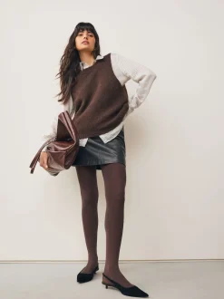 Chocolate Brown 3D 60 Denier Maternity Tights