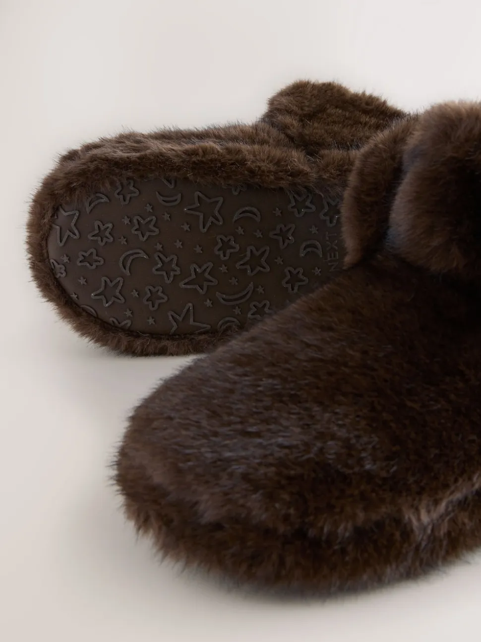 Chocolate Brown Faux Fur Boot Slippers