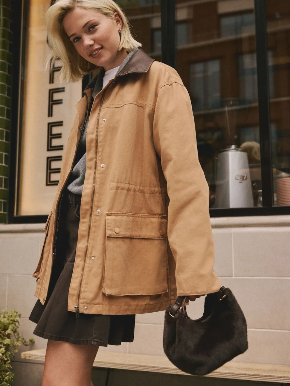 Chocolate Brown Faux Fur Cross-Body Bag