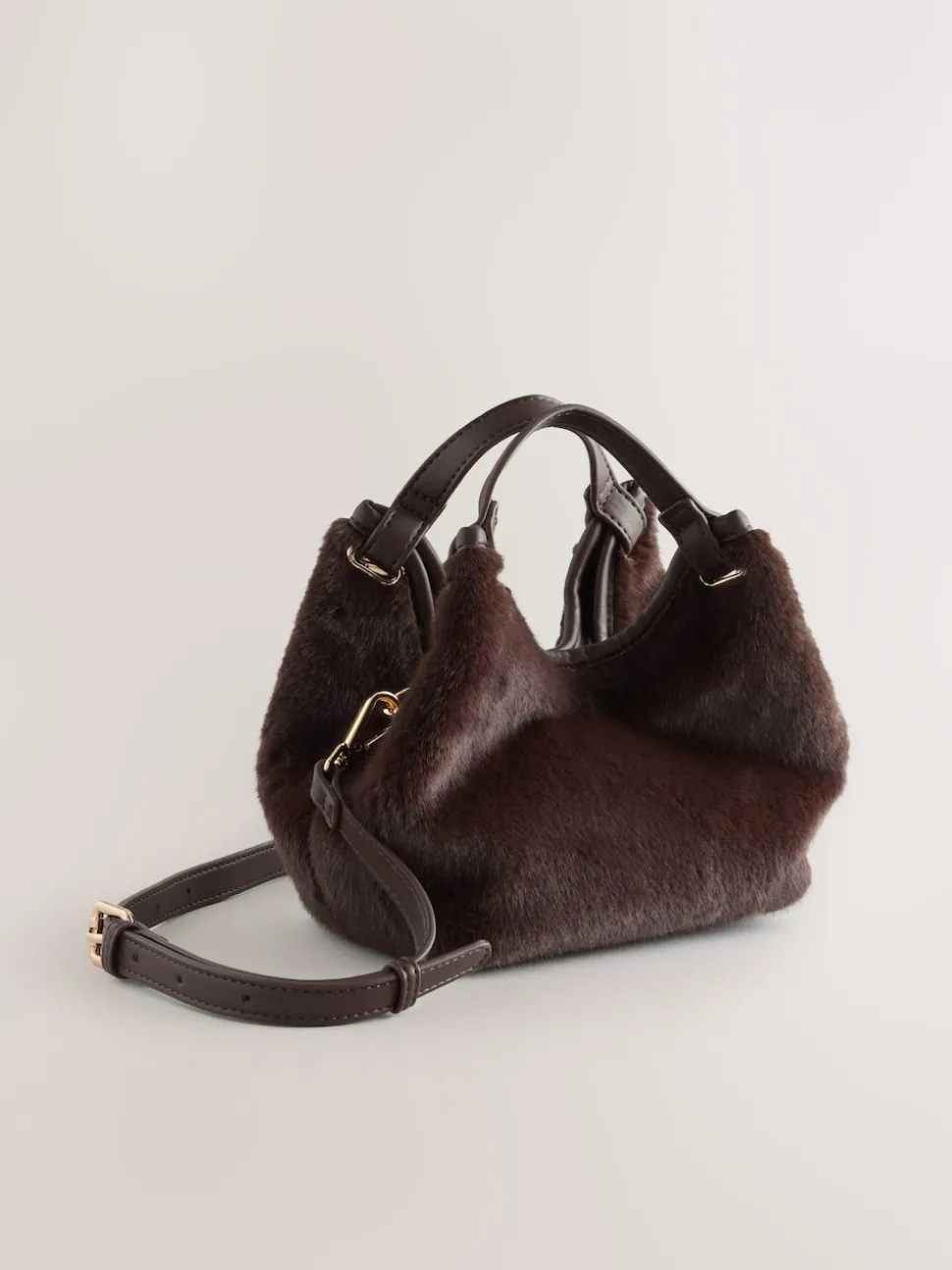 Chocolate Brown Faux Fur Cross-Body Bag