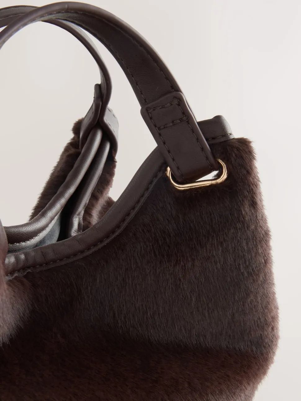 Chocolate Brown Faux Fur Cross-Body Bag