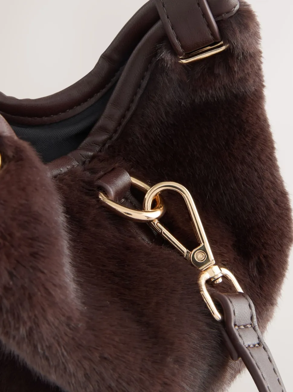 Chocolate Brown Faux Fur Cross-Body Bag