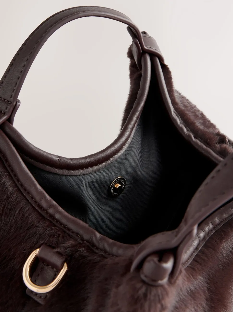 Chocolate Brown Faux Fur Cross-Body Bag