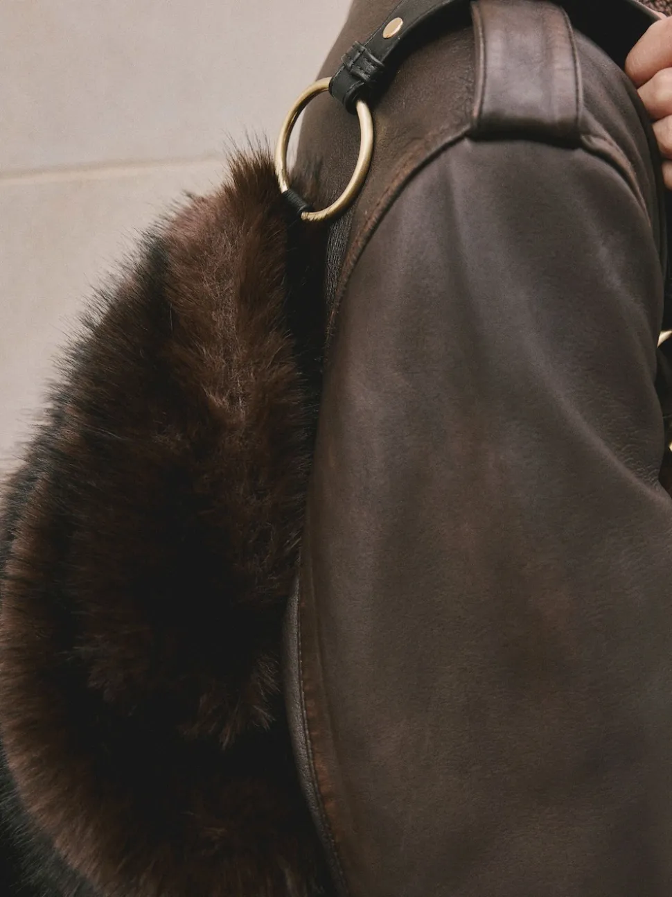 Chocolate Brown Faux Fur Shoulder Bag