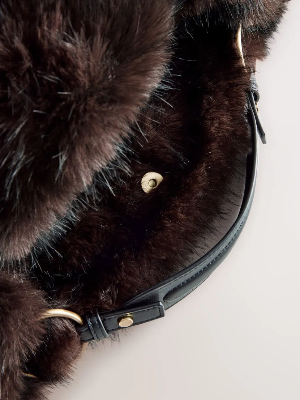 Chocolate Brown Faux Fur Shoulder Bag