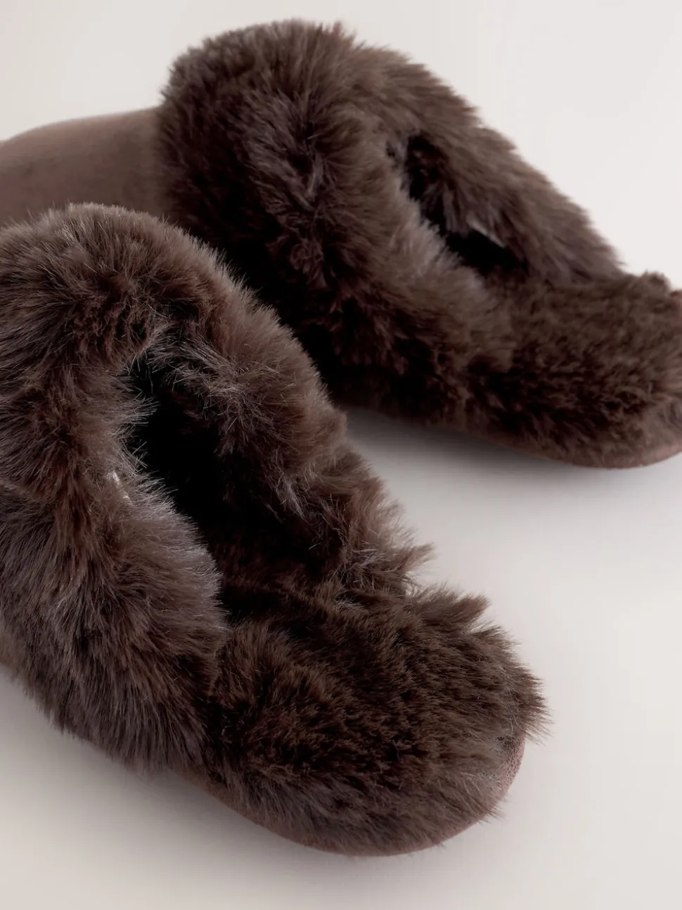 Chocolate Brown Faux Fur Suede Mule Slippers