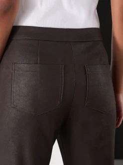 Chocolate Brown Faux Leather Flared Trousers