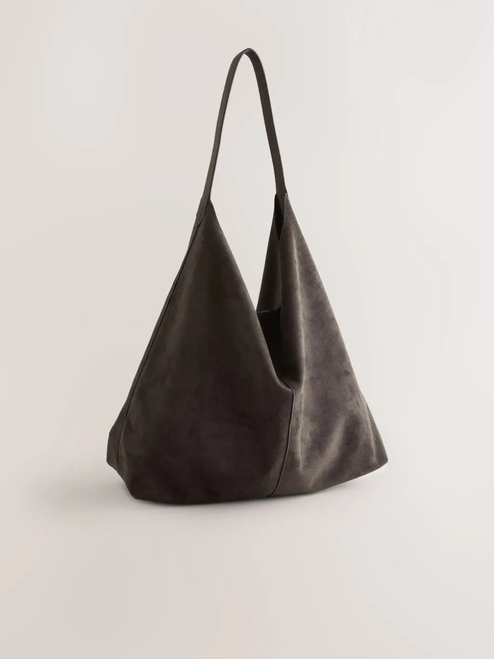 Chocolate Brown Faux Suede Slouchy Shoulder Bag