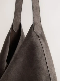 Chocolate Brown Faux Suede Slouchy Shoulder Bag