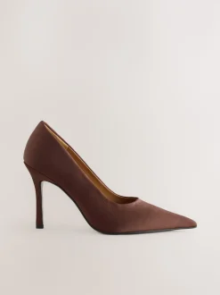 Chocolate Brown Forever Comfort® Satin Pointed Toe Court Heels