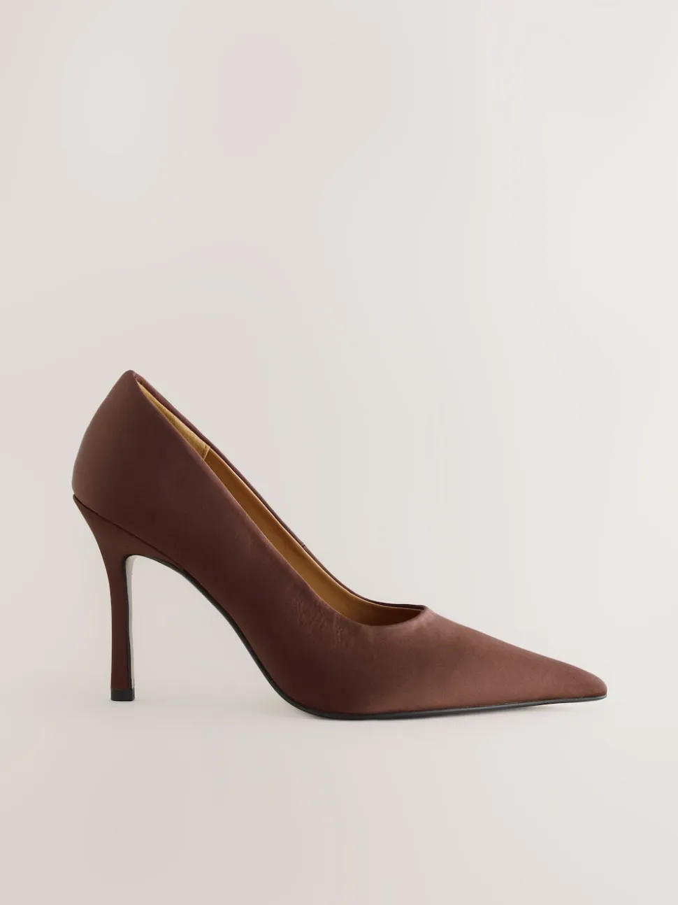 Chocolate Brown Forever Comfort® Satin Pointed Toe Court Heels