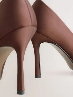 Chocolate Brown Forever Comfort® Satin Pointed Toe Court Heels