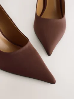 Chocolate Brown Forever Comfort® Satin Pointed Toe Court Heels