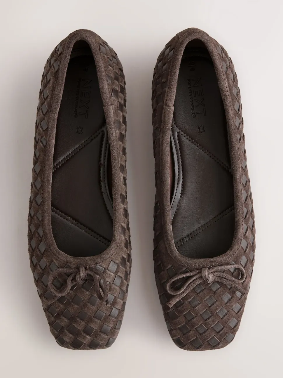 Chocolate Brown Forever Comfort® Leather Weave Ballet Flats