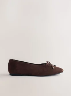 Chocolate Brown Forever Comfort® Suede High Cut Ballet Flats