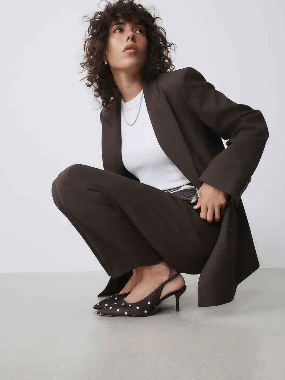 Chocolate Brown Forever Comfort® Polka Dot Point Slingback Heels