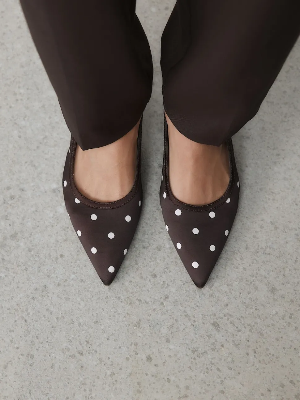 Chocolate Brown Forever Comfort® Polka Dot Point Slingback Heels