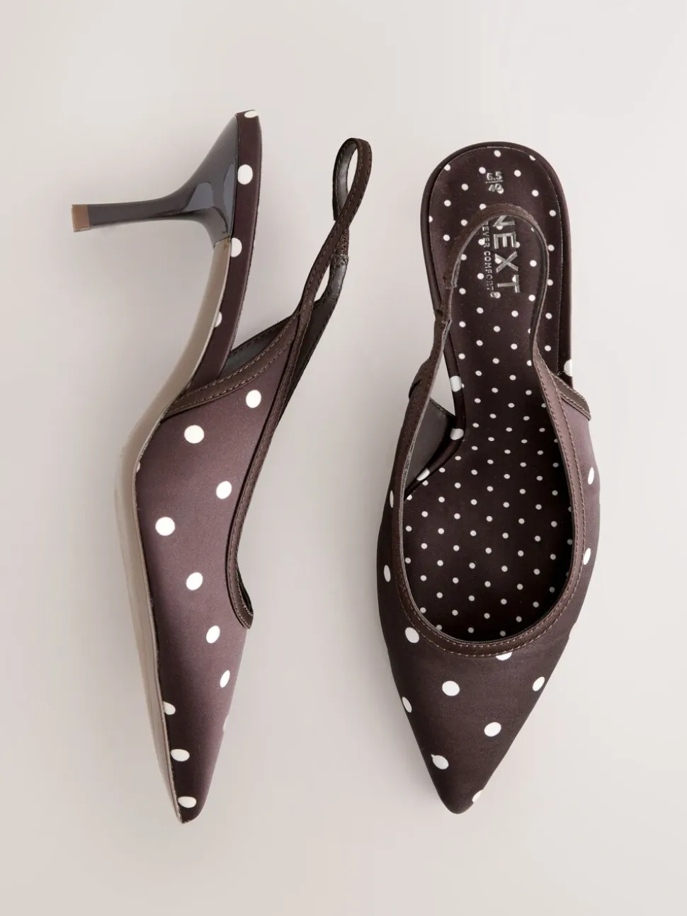 Chocolate Brown Forever Comfort® Polka Dot Point Slingback Heels
