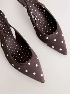 Chocolate Brown Forever Comfort® Polka Dot Point Slingback Heels