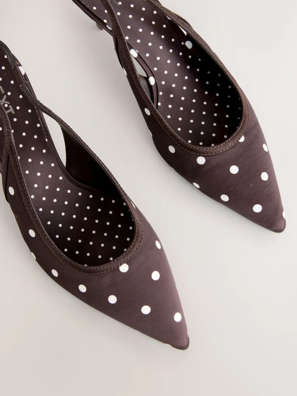 Chocolate Brown Forever Comfort® Polka Dot Point Slingback Heels