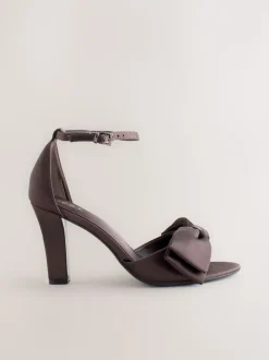 Chocolate Brown Forever Comfort® Satin Bow Block Heeled Sandals