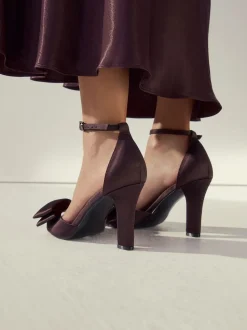 Chocolate Brown Forever Comfort® Satin Bow Block Heeled Sandals