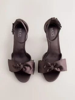 Chocolate Brown Forever Comfort® Satin Bow Block Heeled Sandals