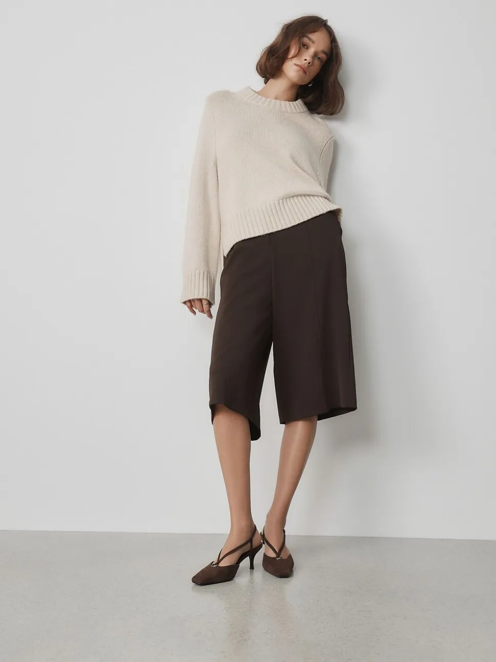 Chocolate Brown Forever Comfort® Leather Hardware Slingback Heels