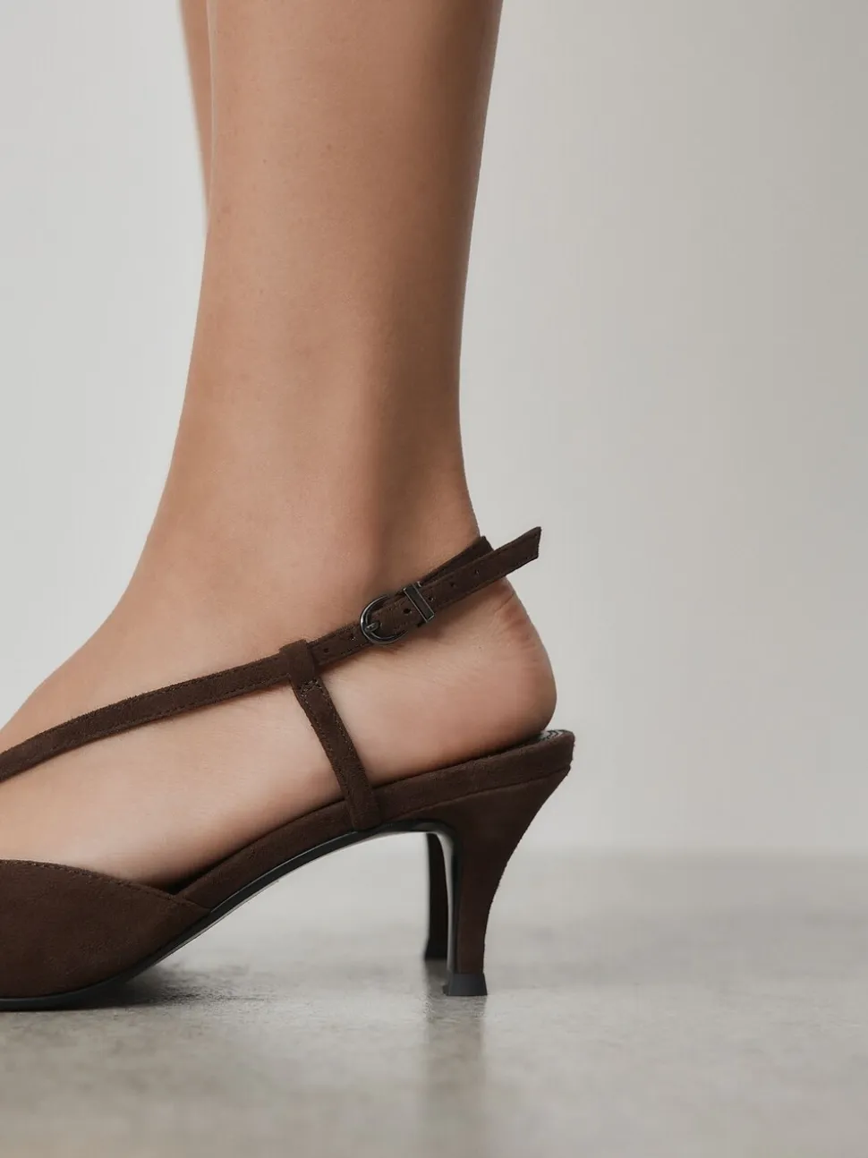 Chocolate Brown Forever Comfort® Leather Hardware Slingback Heels