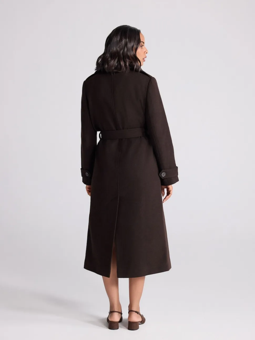 Chocolate Brown Formal Funnel Neck Coat
