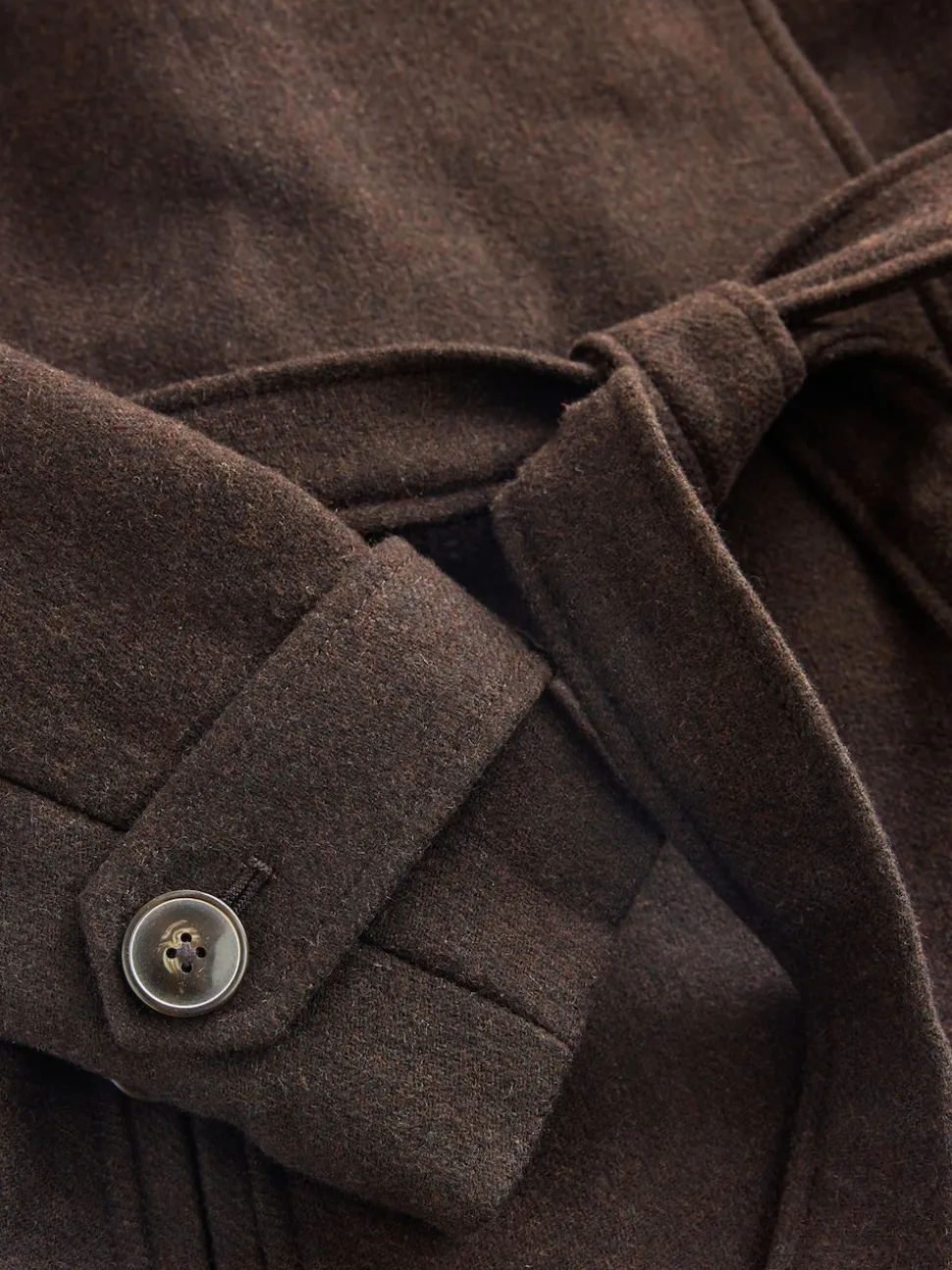 Chocolate Brown Formal Funnel Neck Coat