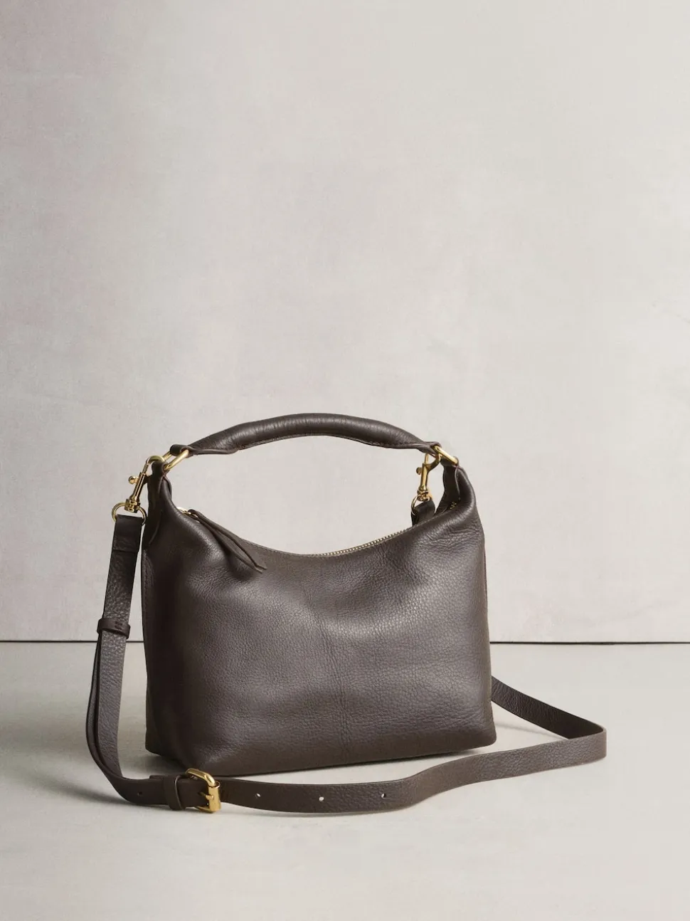 Chocolate Brown Hand Held Leather Bag